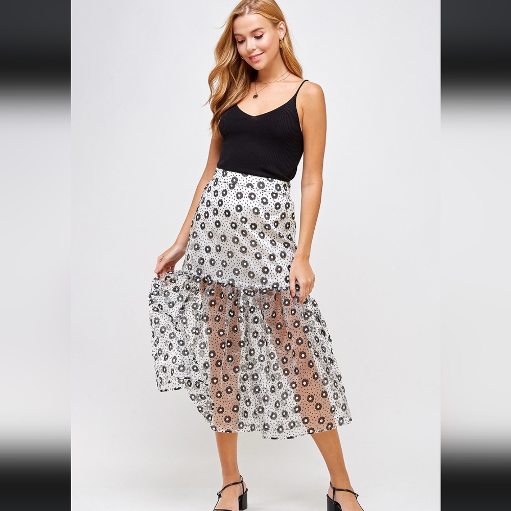 New Sans Souci Floral Burnout Skirt
